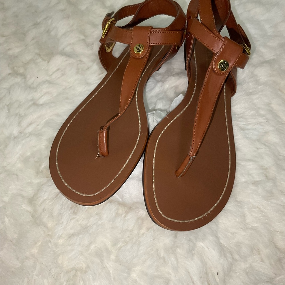 Ralph Lauren Brown Leather Sandals - Size US 8 Women - Picture 3 of 4
